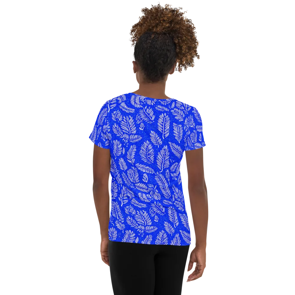 Azure Fronds on Women's Athletic T-Shirt — Back