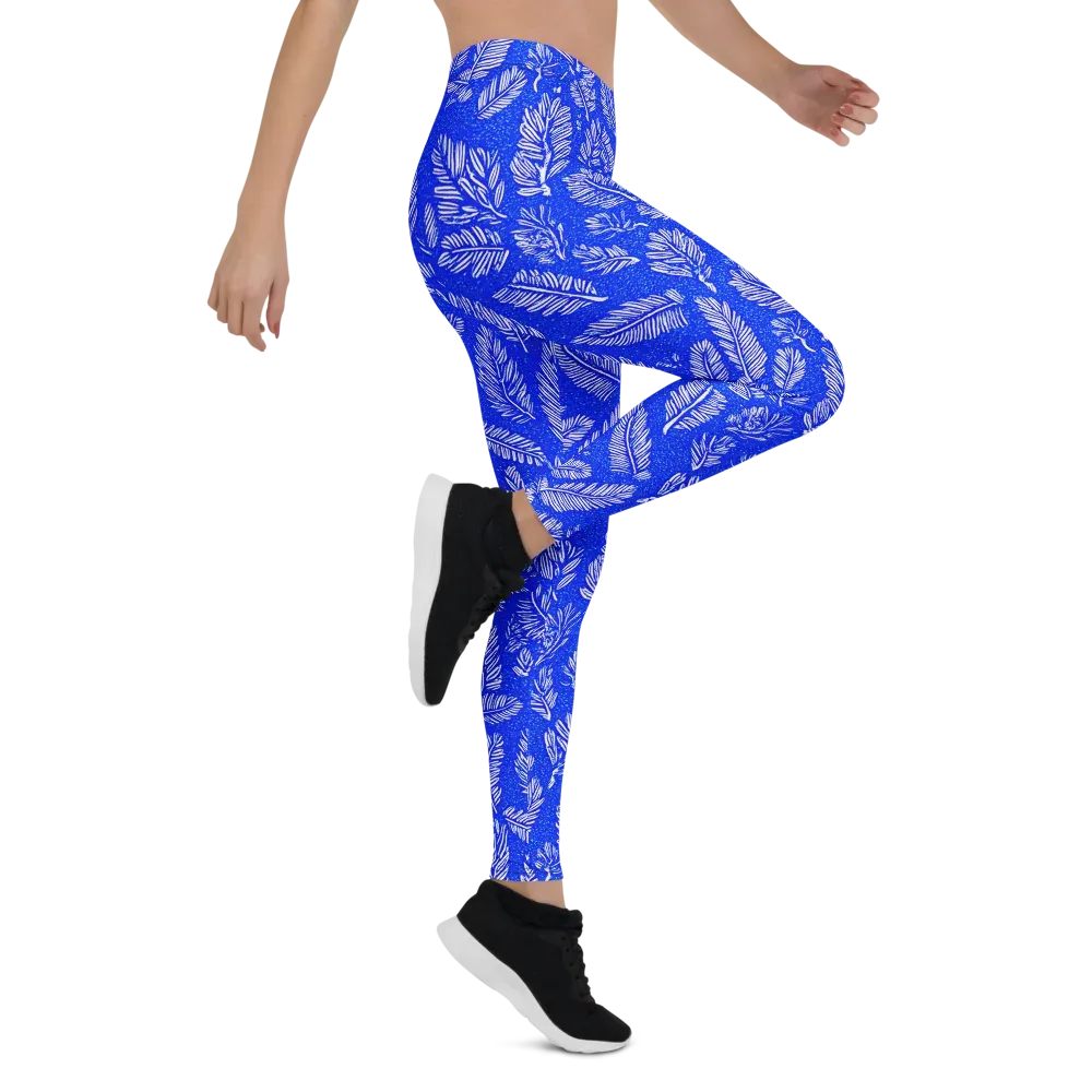 Azure Fronds on Leggings — Right