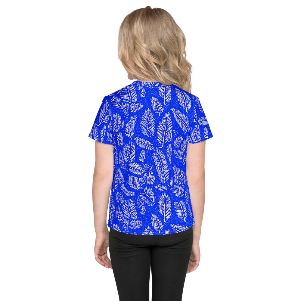 Azure Fronds on Kids Crew Neck T-Shirt — Back