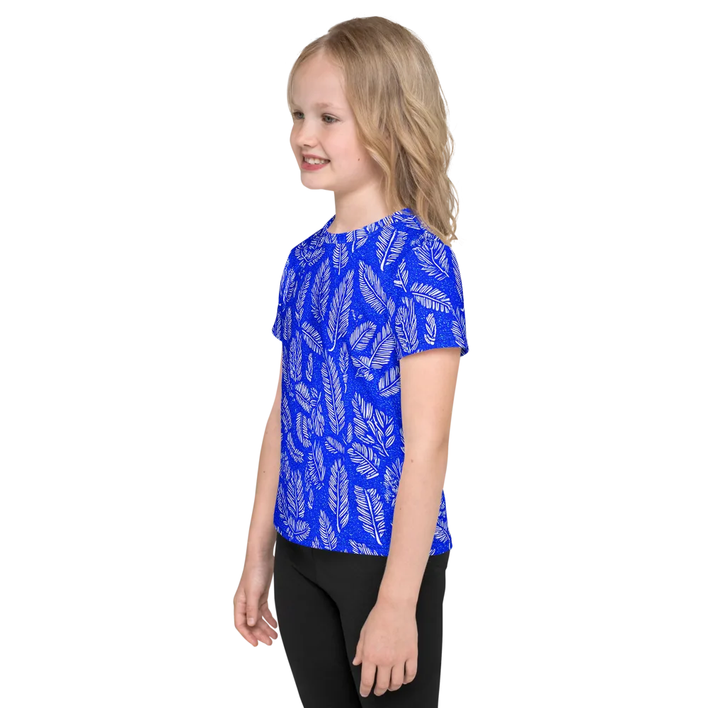 Azure Fronds on Kids Crew Neck T-Shirt — Left