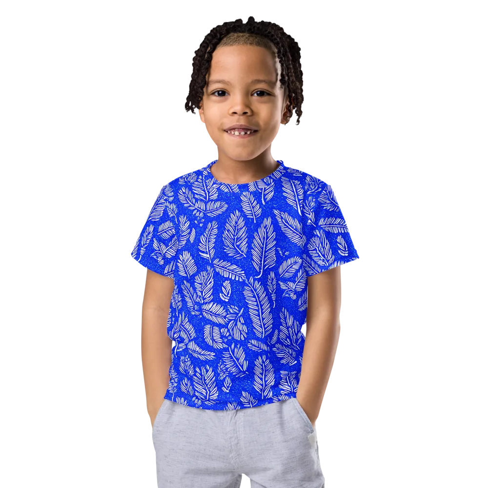 Azure Fronds on Kids Crew Neck T-Shirt — Front