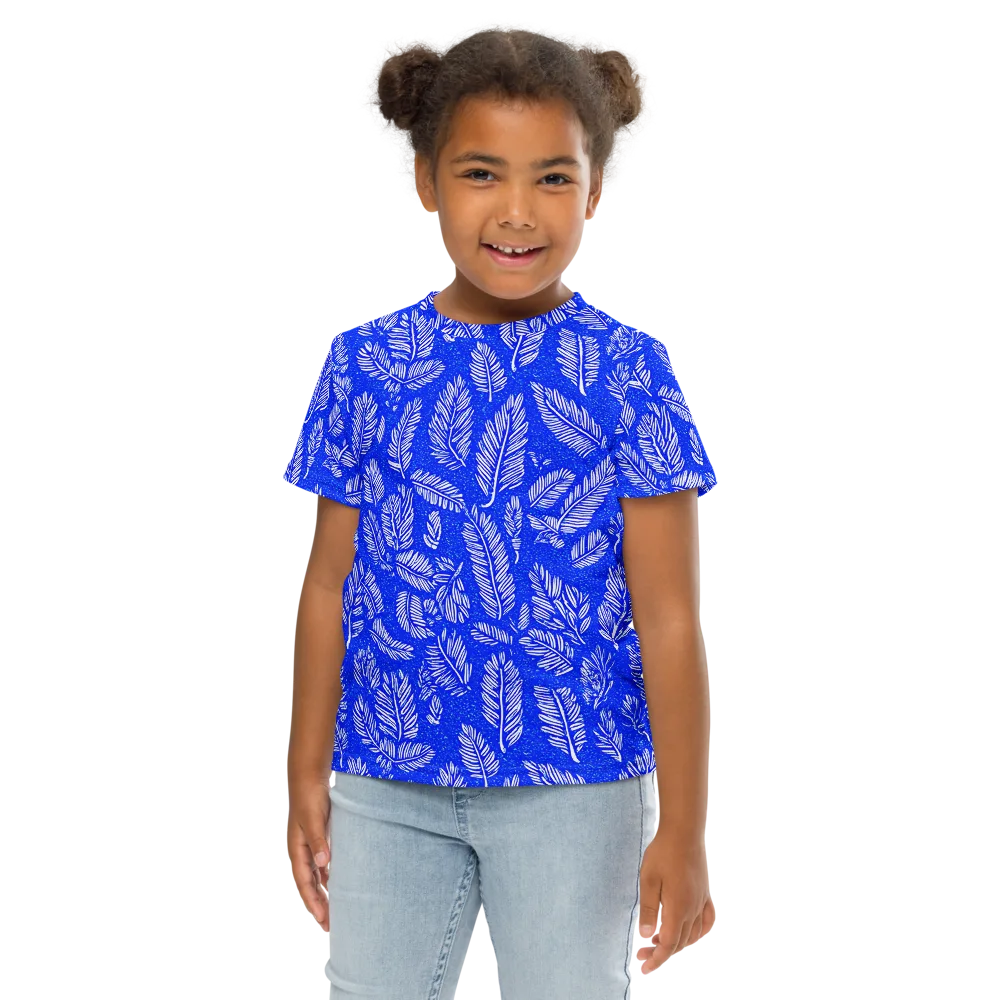 Azure Fronds on Kids Crew Neck T-Shirt — Front