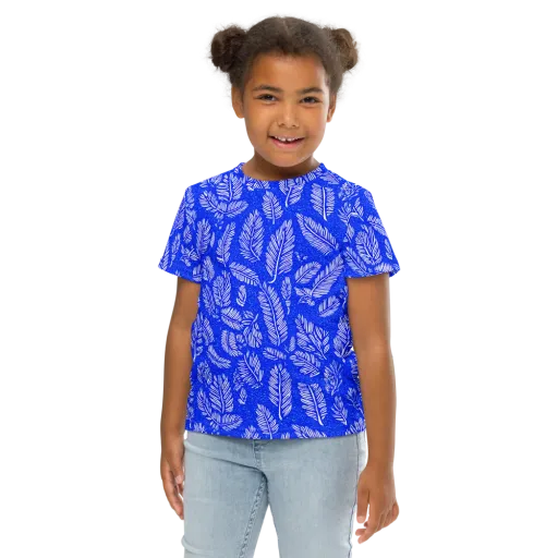 Azure Fronds on a Kids Crew Neck T-Shirt