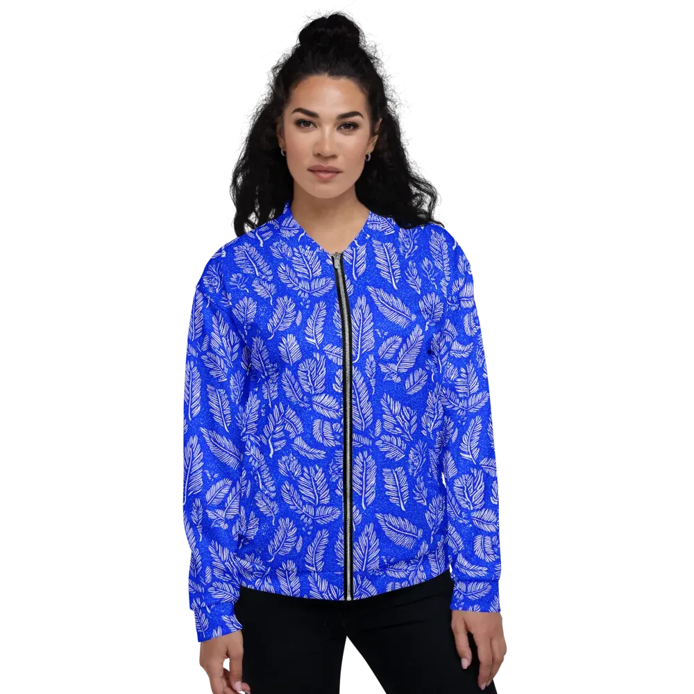 Azure Fronds on Bomber Jacket — Front