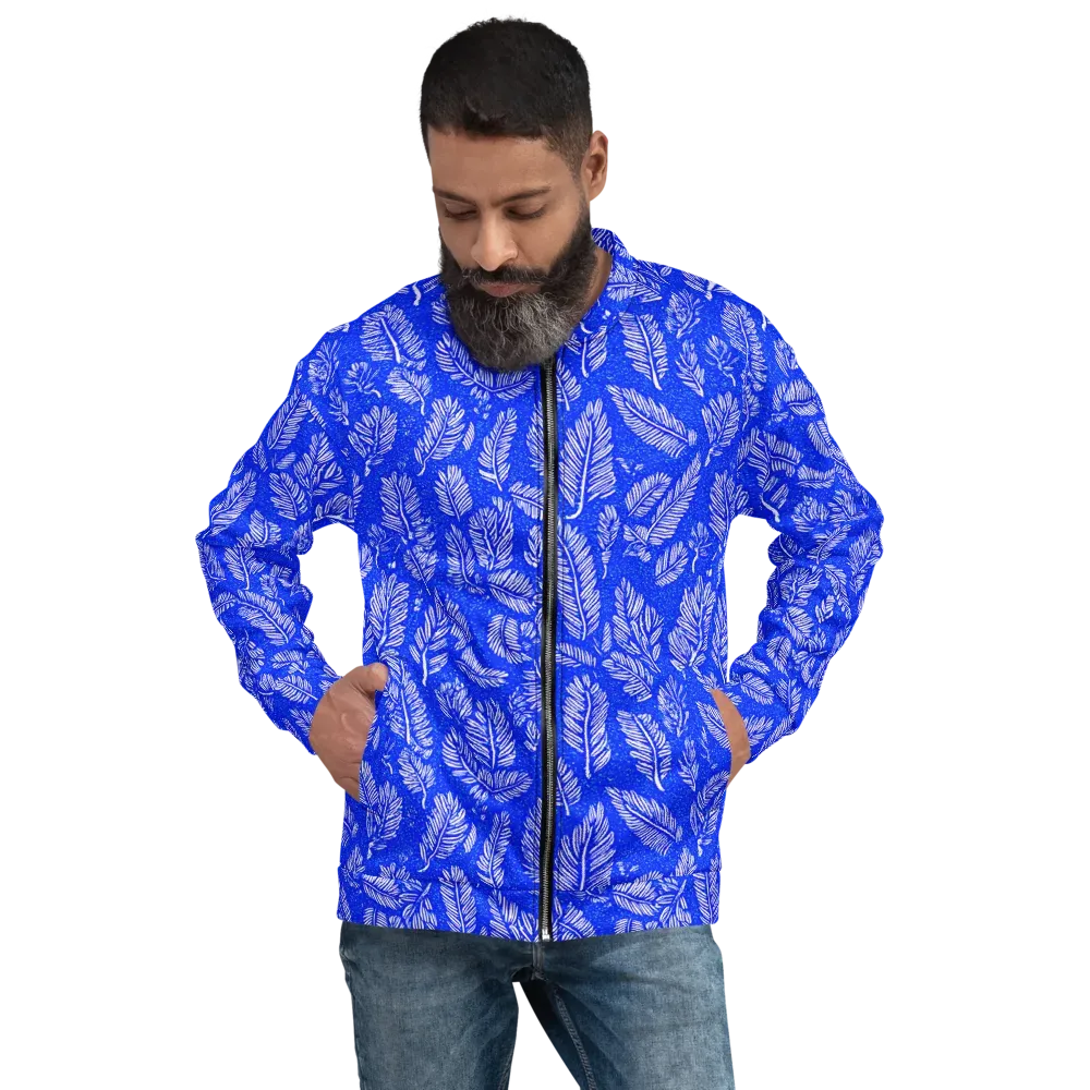 Azure Fronds on Bomber Jacket — Front