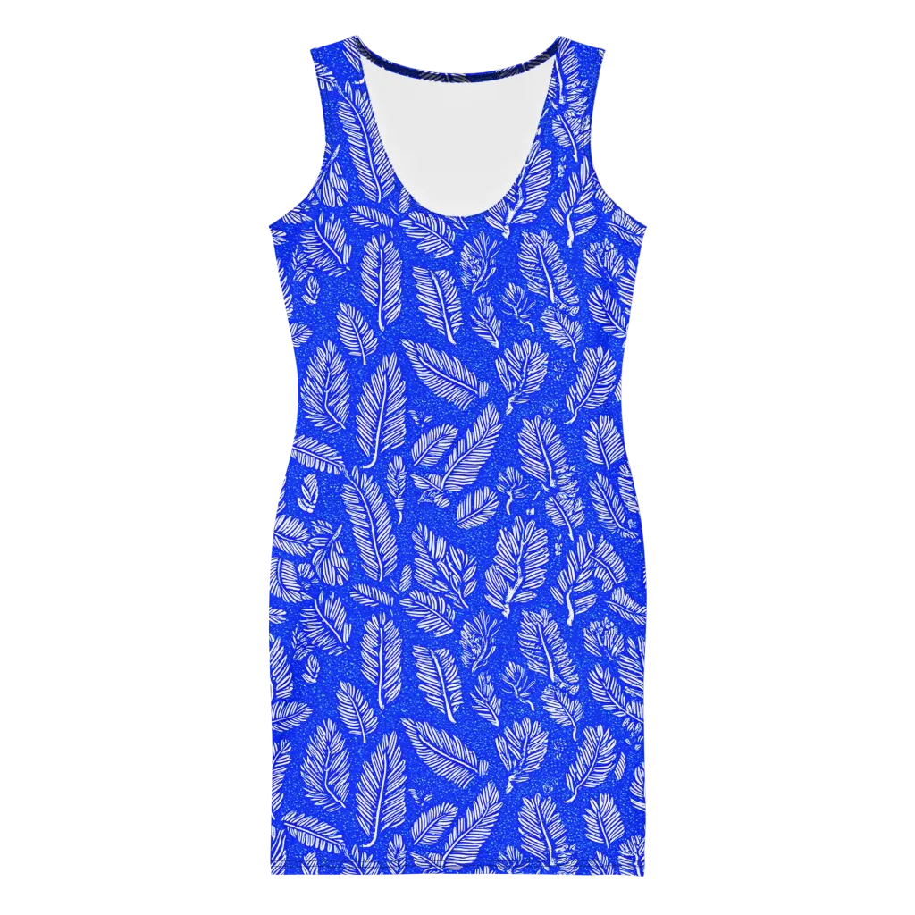 Azure Fronds on Bodycon Dress — Front