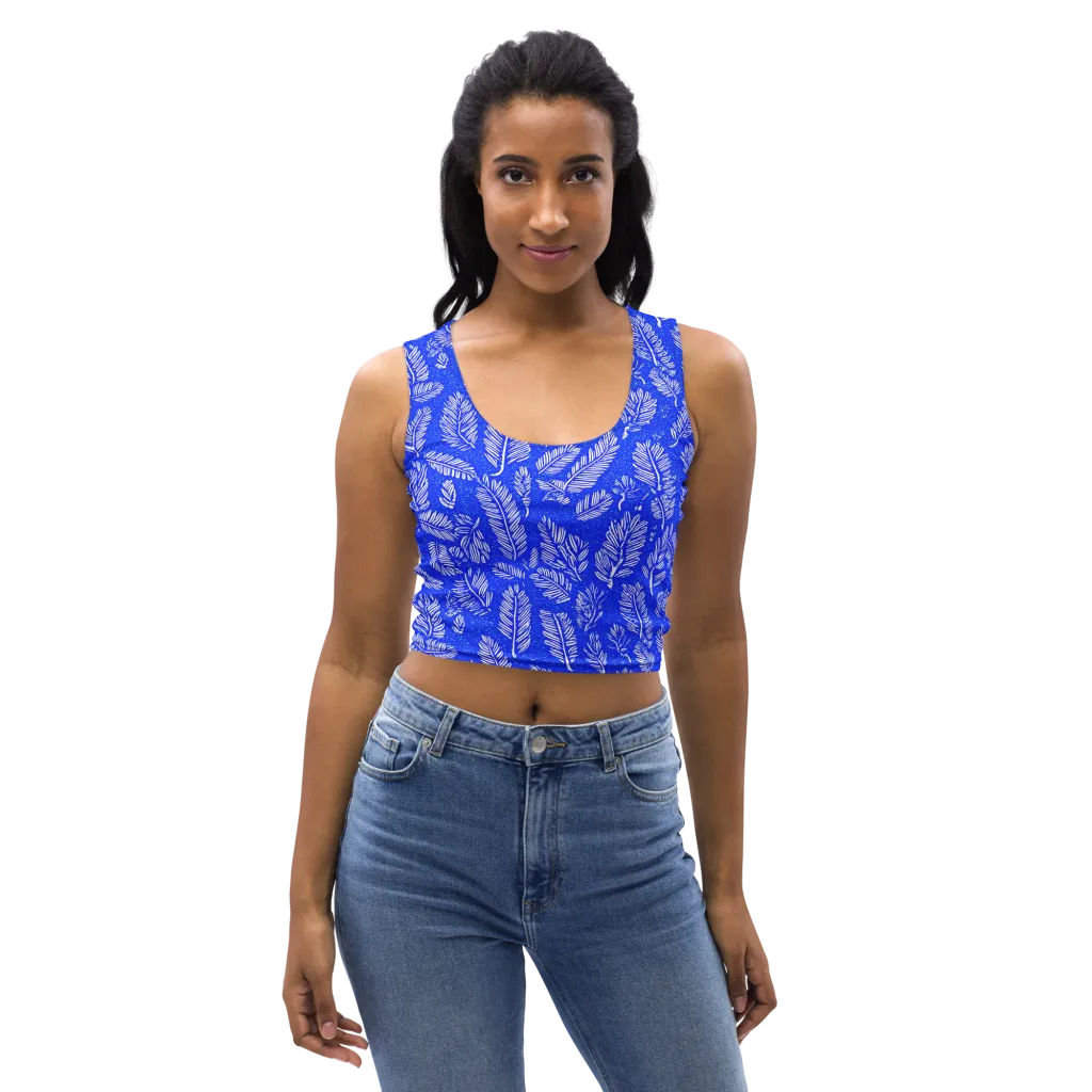 Azure Fronds on Crop Top — Front