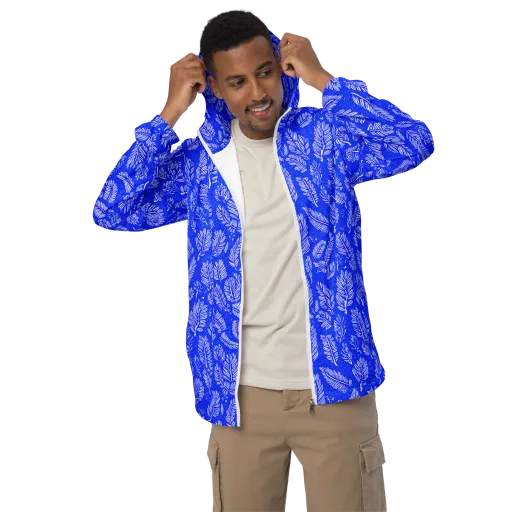 Azure Fronds on a Men's Windbreaker