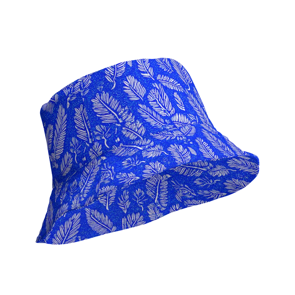 Azure Fronds on Reversible Bucket Hat — Product details Outside