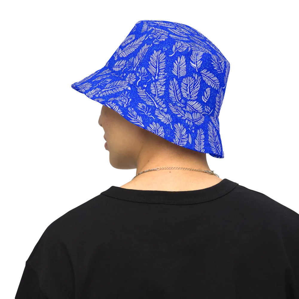 Azure Fronds on Reversible Bucket Hat — Back Inside