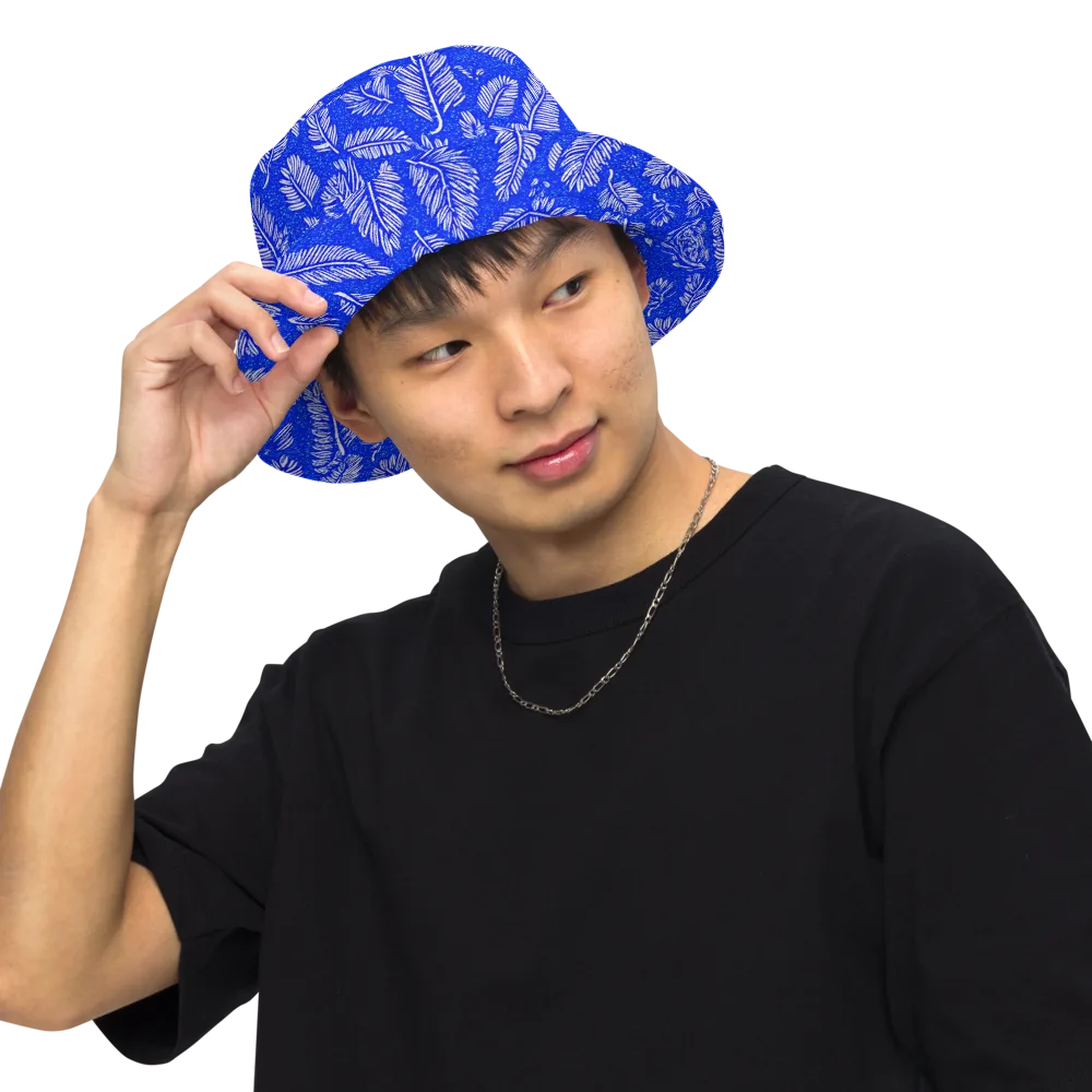 Azure Fronds on Reversible Bucket Hat — Front Inside