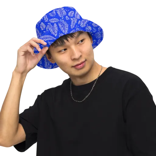 Azure Fronds on a Reversible Bucket Hat