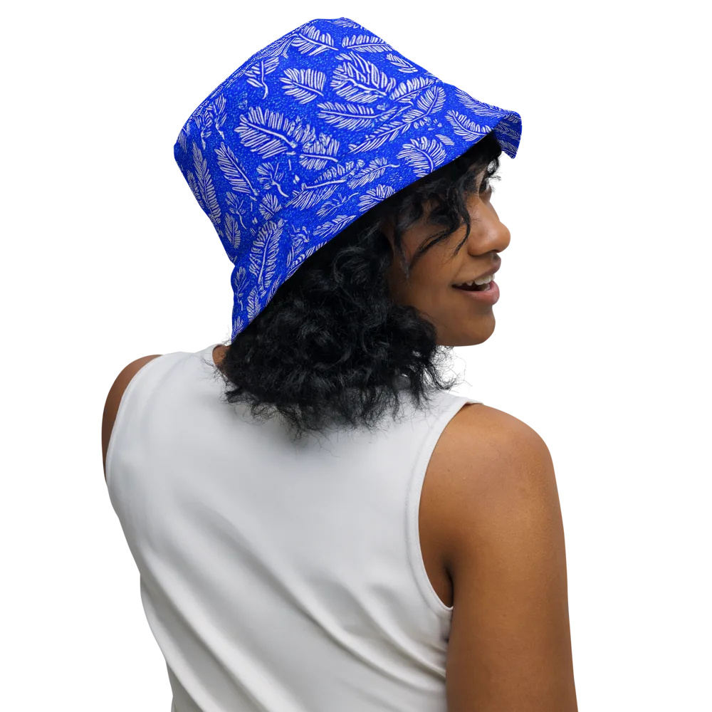 Azure Fronds on Reversible Bucket Hat — Right Outside