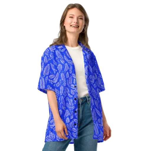 Azure Fronds on a Button Shirt