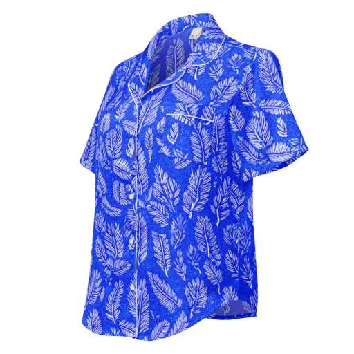Azure Fronds on a Women's Short Sleeve Pajama Top