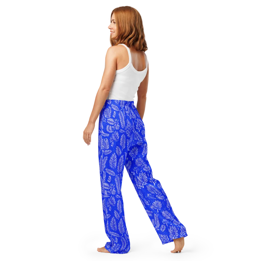 Azure Fronds on Women's Pajama Pants — Back