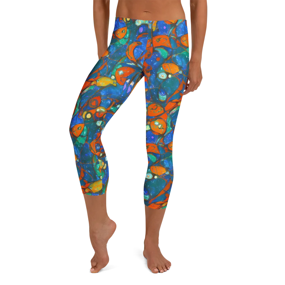 Liquid Ember on Capri Leggings — Front