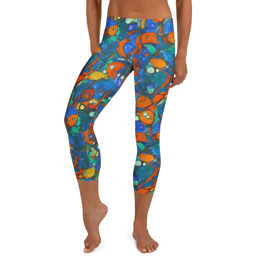 Liquid Ember on Capri Leggings — Front