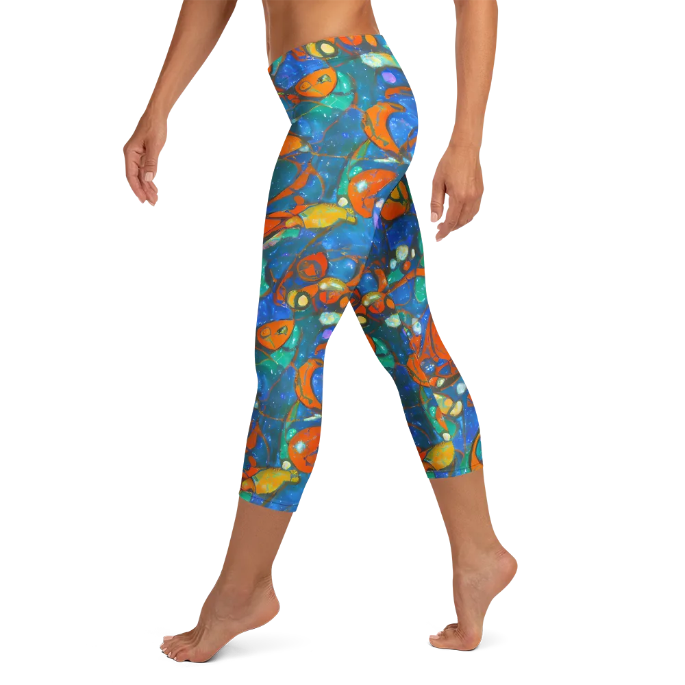 Liquid Ember on Capri Leggings — Left