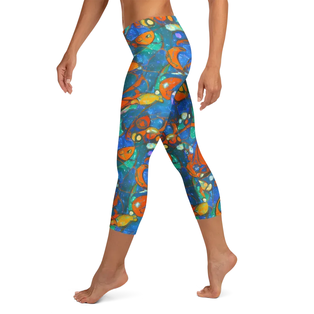Liquid Ember on Capri Leggings — Left
