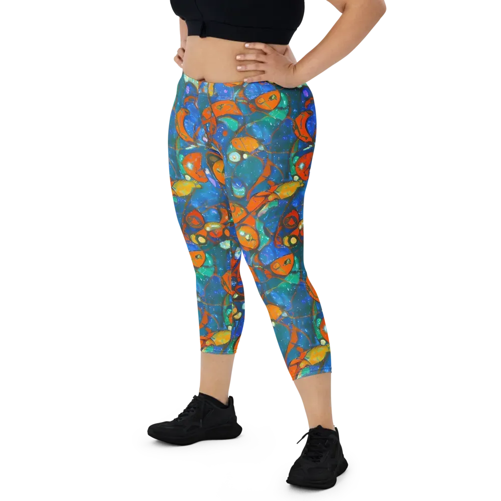 Liquid Ember on Capri Leggings — Front