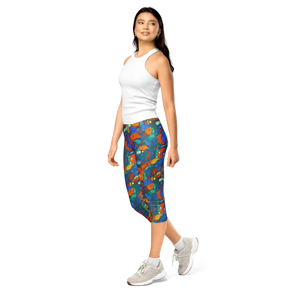 Liquid Ember on Capri Leggings — Left Front