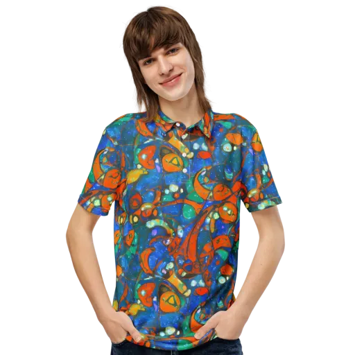 Liquid Ember on a Men's Slim Fit Polo Shirt