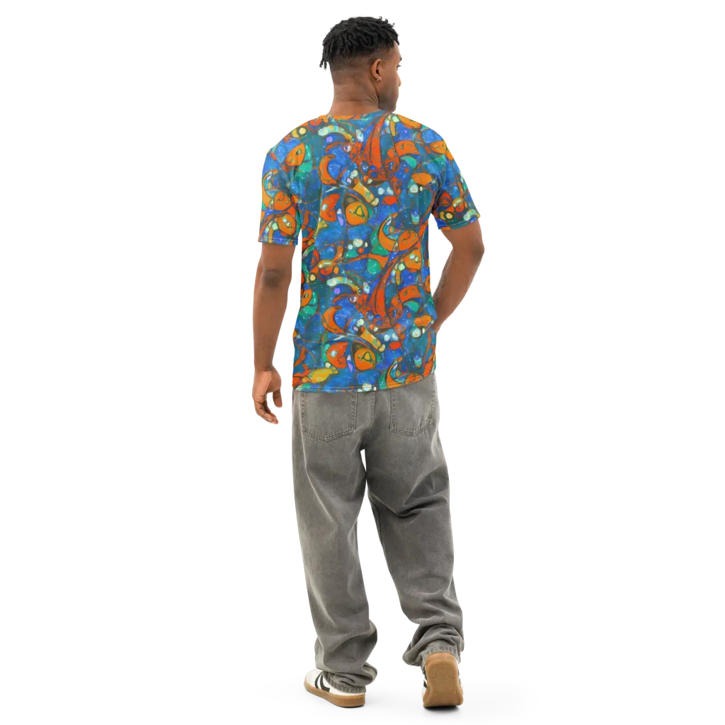 Liquid Ember on Men's Cotton Crew Neck T-Shirt — Back