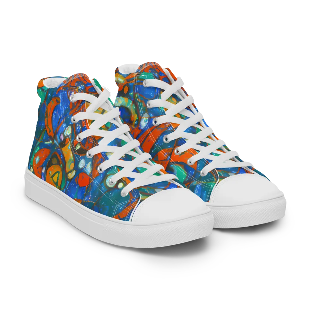 Liquid Ember on Men's High Top Canvas Shoes — Right Front