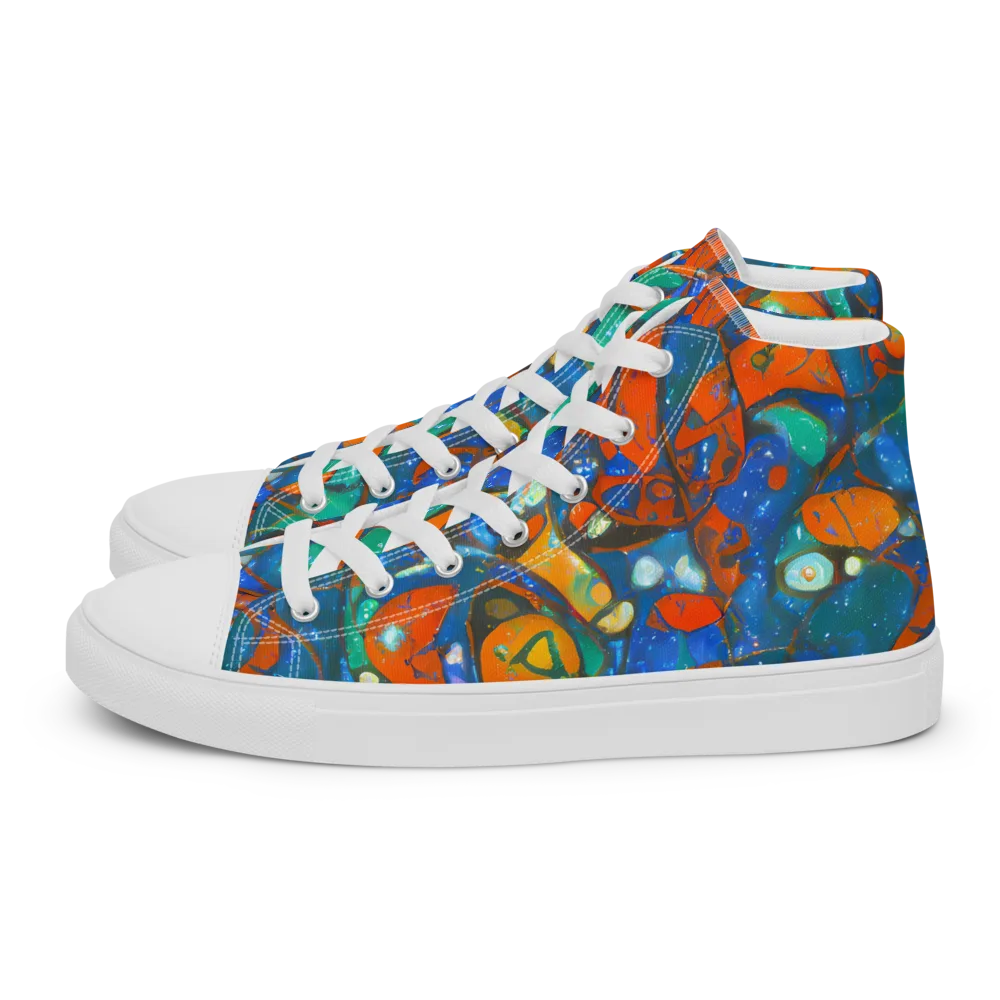 Liquid Ember on Men's High Top Canvas Shoes — Left