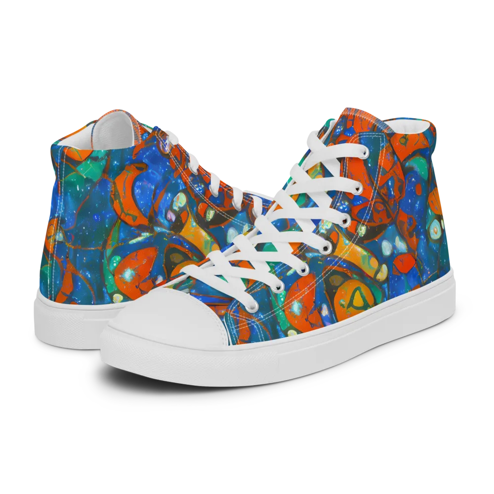 Liquid Ember on Men's High Top Canvas Shoes — Left