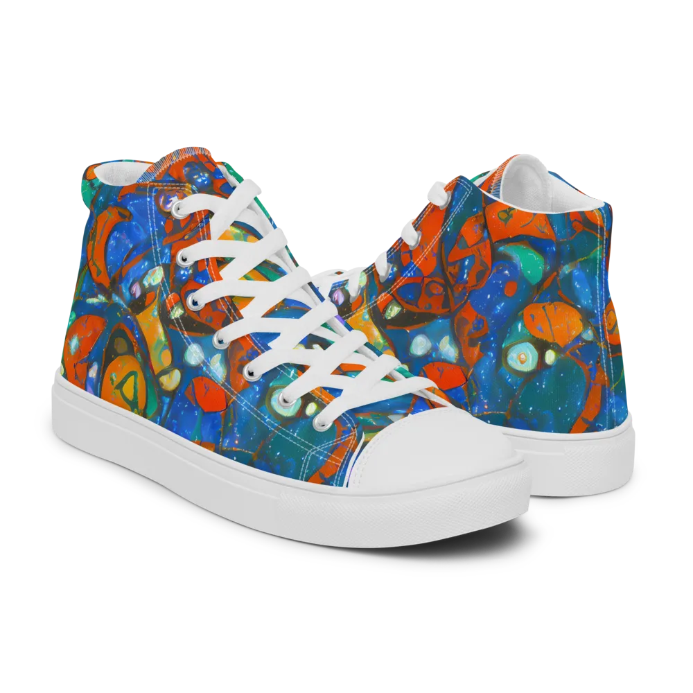 Liquid Ember on Men's High Top Canvas Shoes — Right