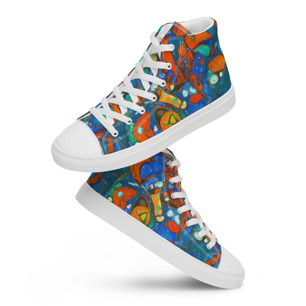 Liquid Ember on Men's High Top Canvas Shoes — Front