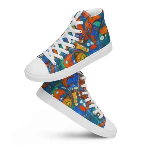 Liquid Ember on a Men's High Top Canvas Shoes