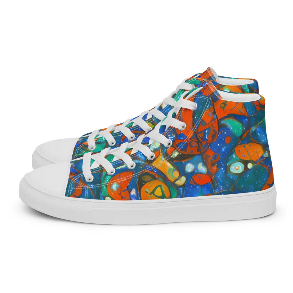 Liquid Ember on Women's High Top Canvas Shoes — Left