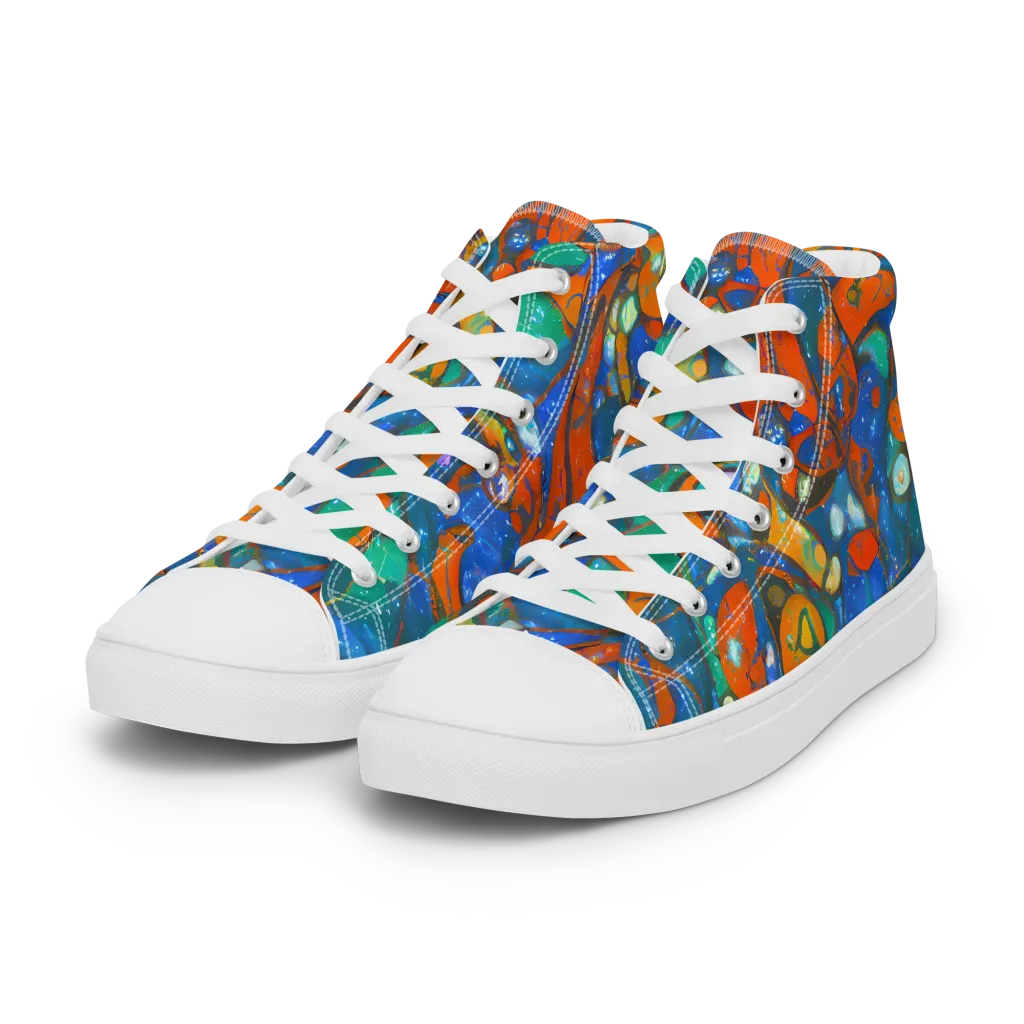 Liquid Ember on Women's High Top Canvas Shoes — Left Front