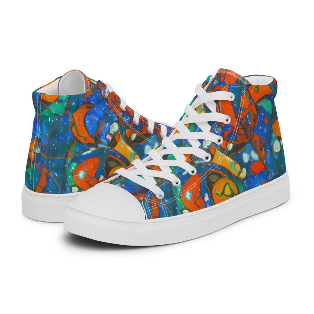 Liquid Ember on Women's High Top Canvas Shoes — Left