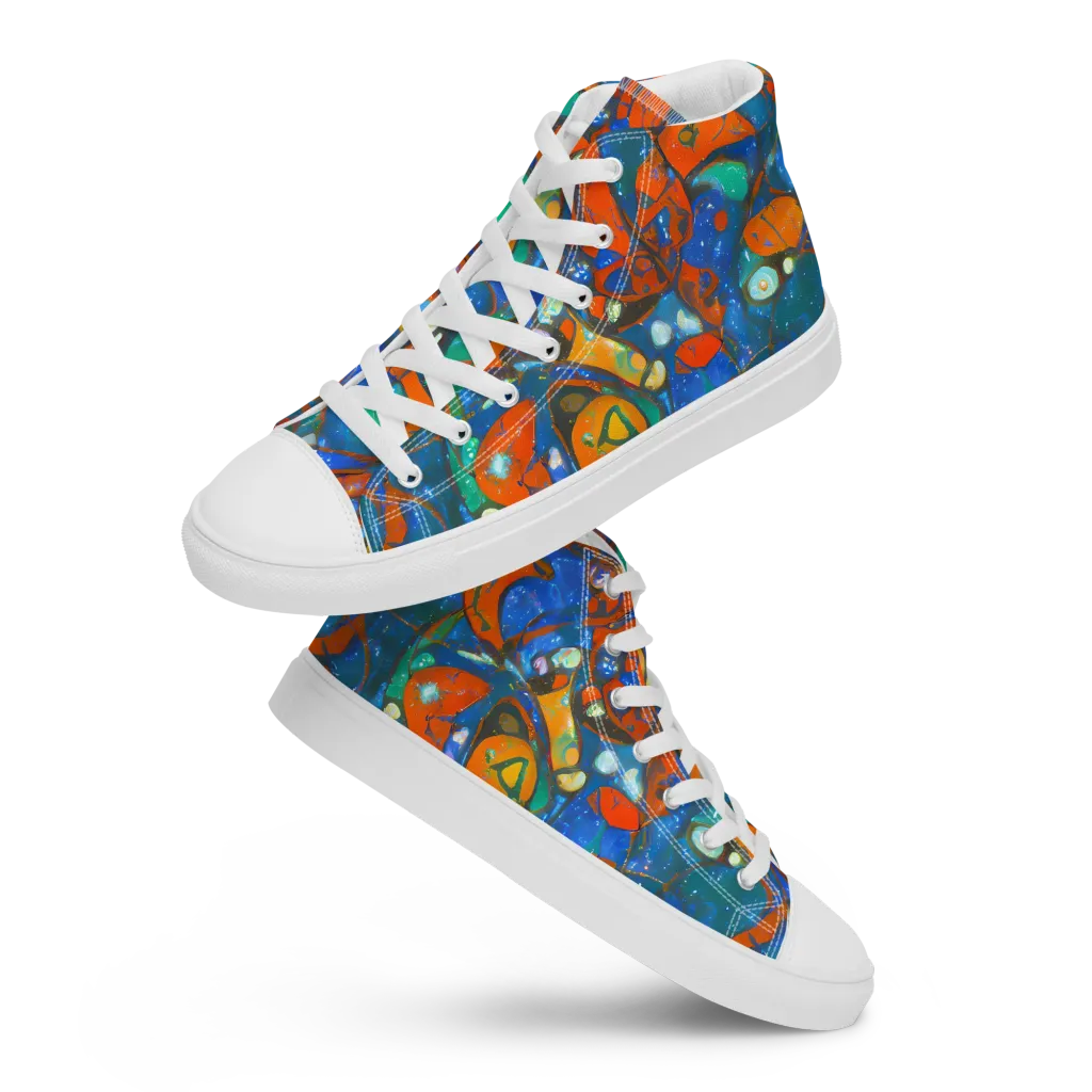 Liquid Ember on Women's High Top Canvas Shoes — Front