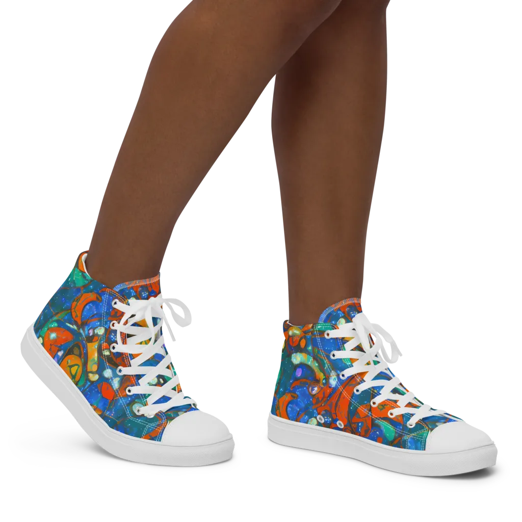 Liquid Ember on Women's High Top Canvas Shoes — Right