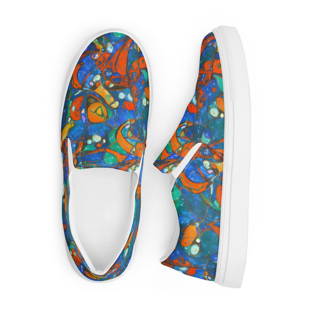 Liquid Ember on Men's Slip-On Canvas Shoes — Front