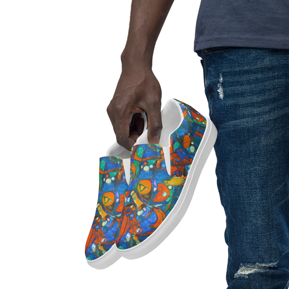 Liquid Ember on Men's Slip-On Canvas Shoes — Left Front