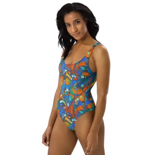 Liquid Ember on a One-Piece Swimsuit