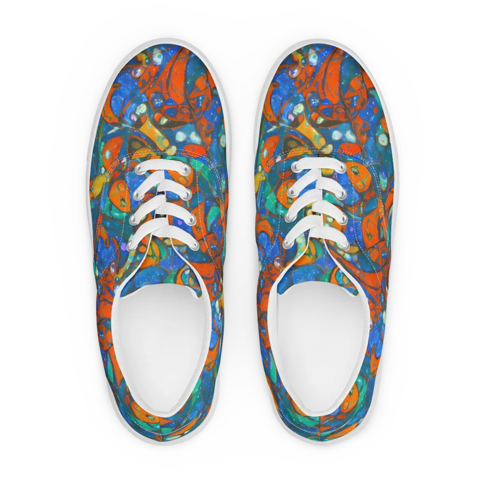 Liquid Ember on Men's Lace-Up Canvas Shoes — Front