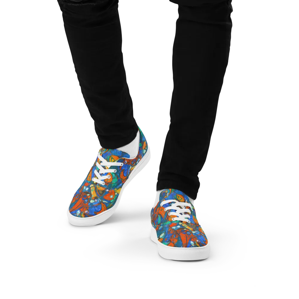 Liquid Ember on Men's Lace-Up Canvas Shoes — Front