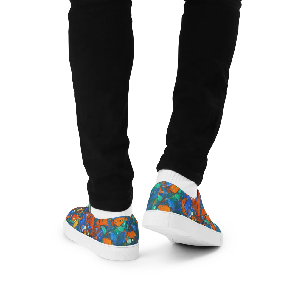 Liquid Ember on Men's Lace-Up Canvas Shoes — Back