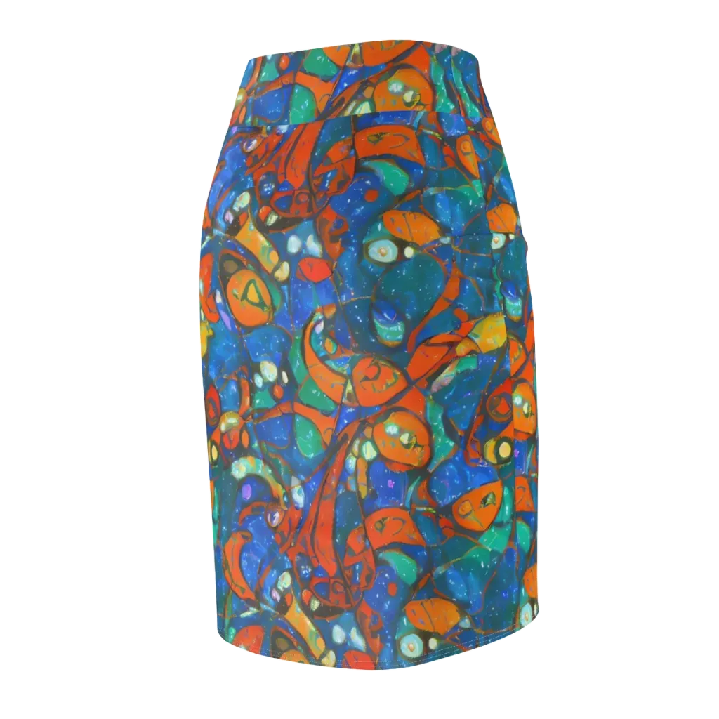 Liquid Ember on Pencil Skirt — Back Side