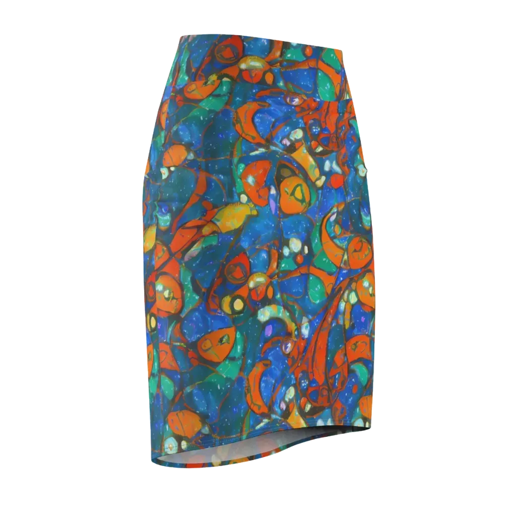 Liquid Ember on Pencil Skirt — Front Side