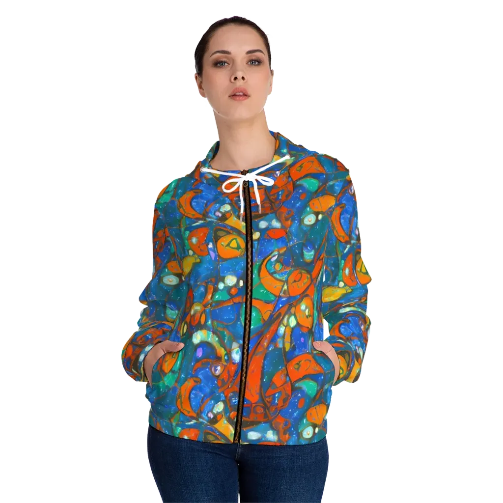 Liquid Ember on Women's Full-Zip Hoodie — Front On Person