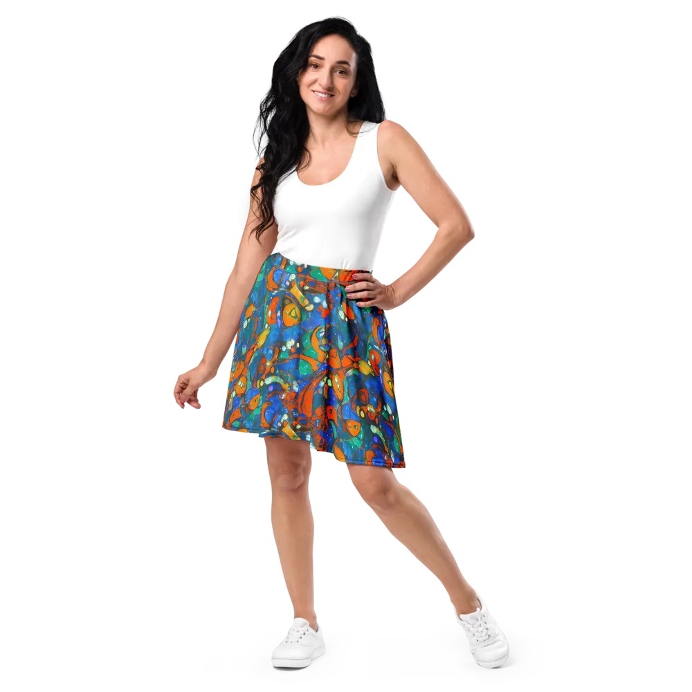 Liquid Ember on Skater Skirt — Front