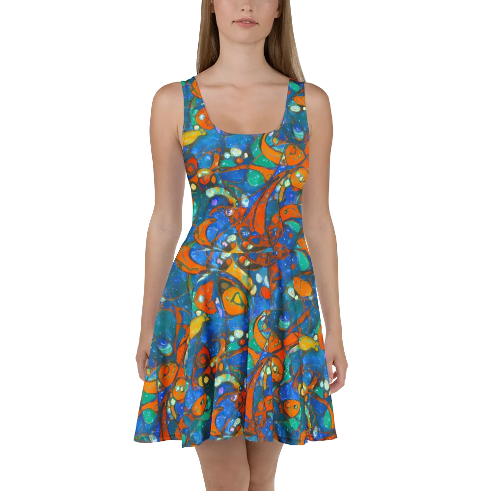 Liquid Ember on Skater Dress — Front